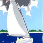 Catboat Miniature Print Catboat